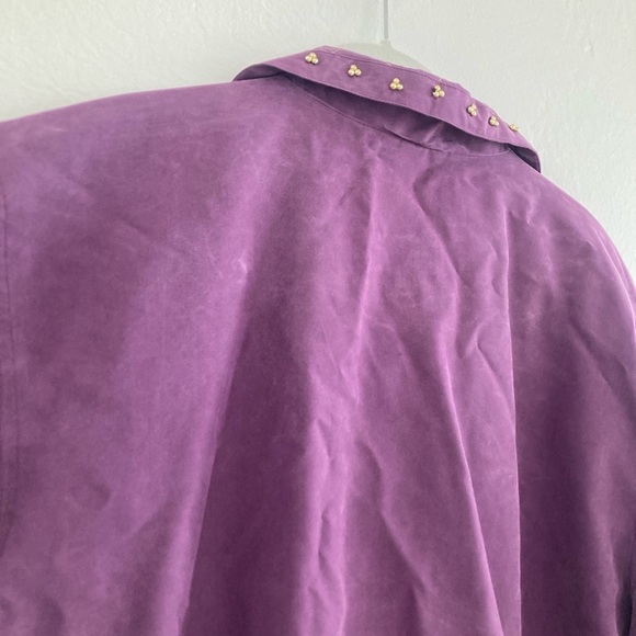 Vintage 100% Silk Purple Beaded Zip Up Jacket Long Sleeve by Atlantic Beach - Picture 11 of 12